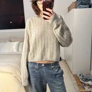 NAADAM Gray Crew Neck Sweater with Relaxed Fit